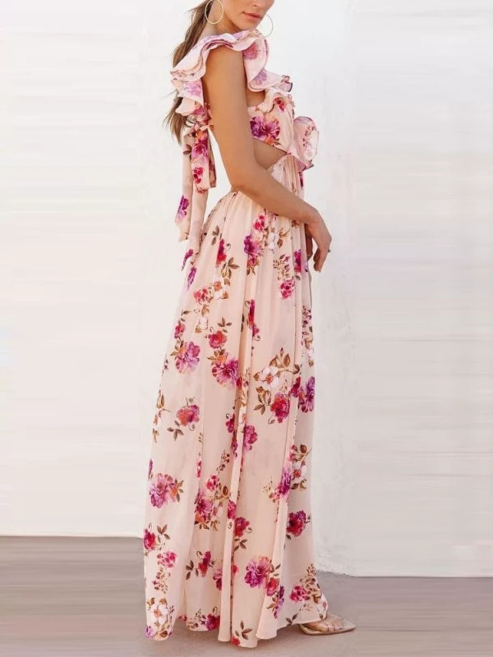 Sexy Print Off Shoulder Backless Summer Maxi Dress